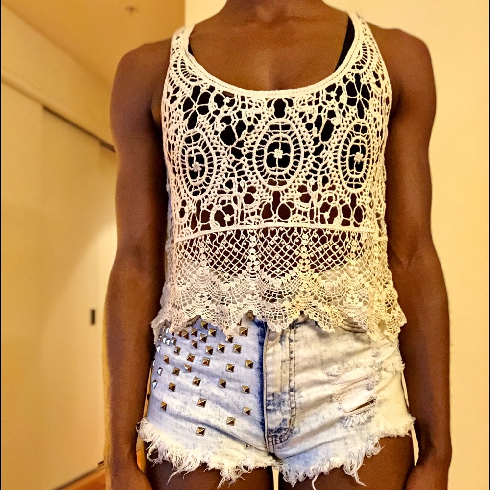 Cream Crochet Crop Top